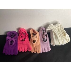 Yoga Pilates Toe Socks Non-Slip Grip Ballet Style Multi Color Bundle 10+ Pairs